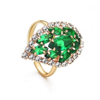 Женское кольцо VELI бижутерия с зелёными кристаллами Август необыкновенный 160878