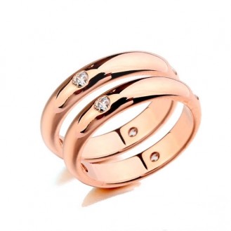 Венчальные кольца для влюблённых VELI бижутерия с белыми кристаллами True love 167080