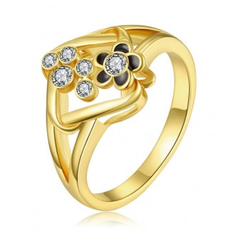 Женское кольцо VELI бижутерия с чёрной эмалью Аллегро 169288