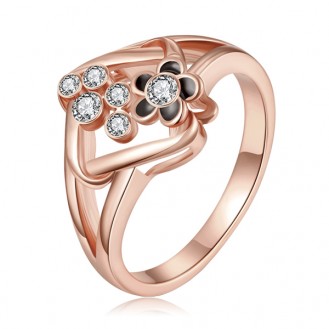 Женское кольцо VELI бижутерия с чёрной эмалью Аллюр 169289