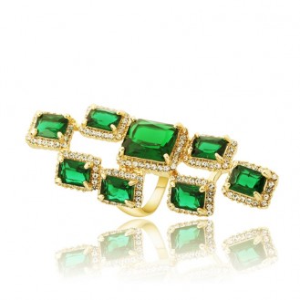 Женское кольцо VELI бижутерия с зелёными кристаллами Цецилия 158064