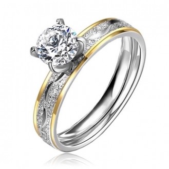 Женское кольцо VELI бижутерия из нержавеющей медицинской стали с белым камнем Love is... 182041