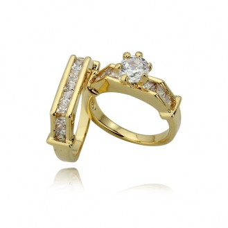 Женское кольцо двойное VELI бижутерия с белыми кристаллами Верона 176110
