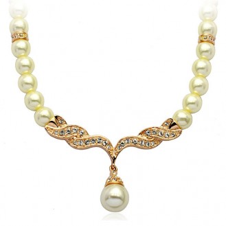 Ожерелье VELI бижутерия с белым искусственным жемчугом Оазис 359596