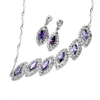 Комплект бижутерии VELI (колье + серьги) с фиолетовыми камнями Признание 994970