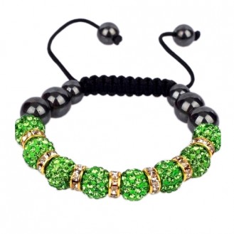 Женский браслет на руку YA.VA Handmade бижутерия в стиле Шамбала Feeling B0250279 зелёный, регулируемый размер