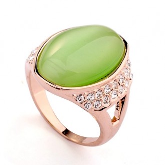 Женское кольцо VELI бижутерия с зелёным опалом Деметра 480811