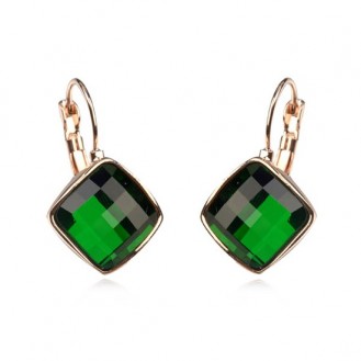 Женские серьги VELI бижутерия с зелёными кристаллами Лира 926301