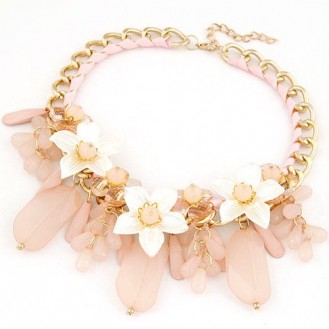 Ожерелье LINA бижутерия Цветы Марселина P005361 розовое