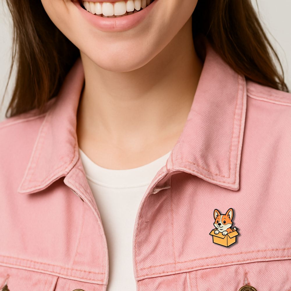 Фото 1Значок BROCHE брошь бижутерия Животные Корги в коробке оранжевый BRGV115060