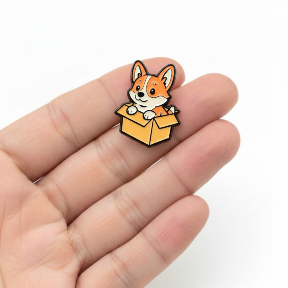 Фото 2Значок BROCHE брошь бижутерия Животные Корги в коробке оранжевый BRGV115060