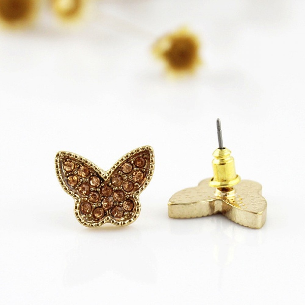 Фото 4Серьги-гвоздики Бабочки под золото