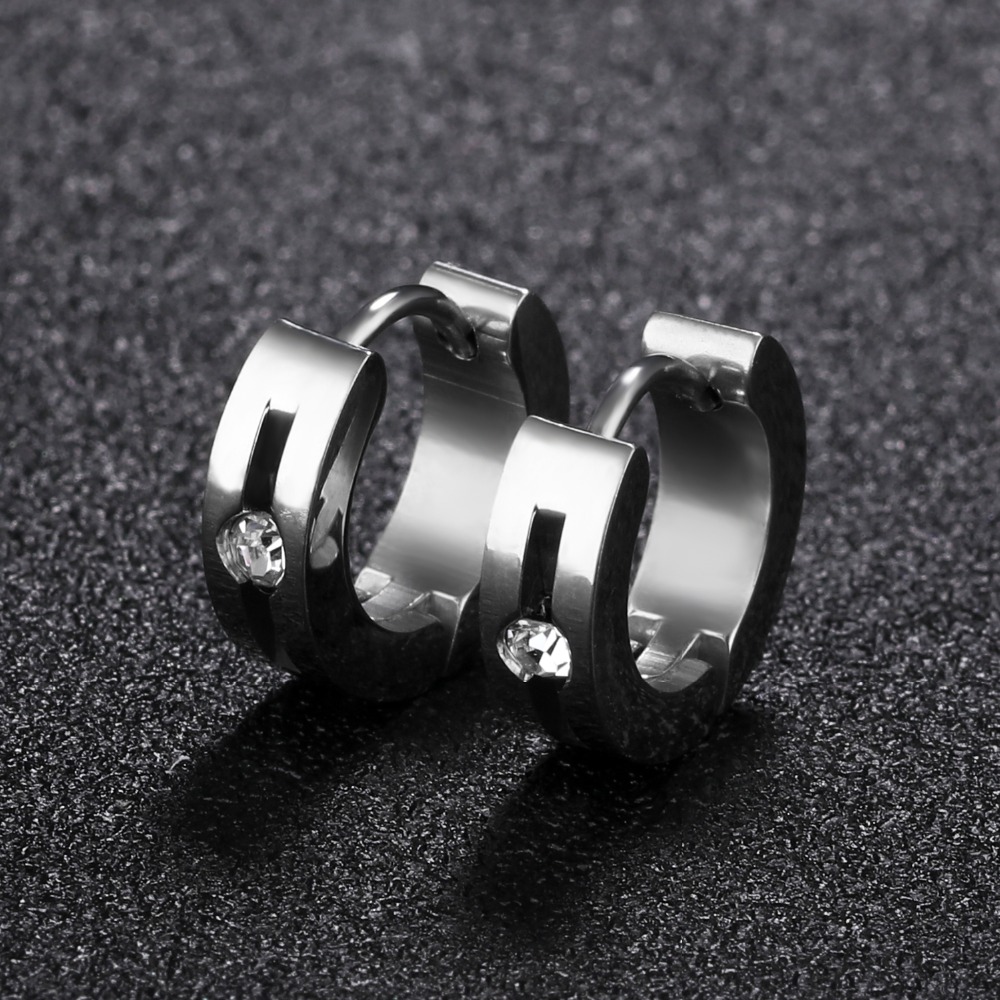 Фото 1Мужские серьги-кольца VELI бижутерия из нержавеющей медицинской стали Amanite Silver S182283
