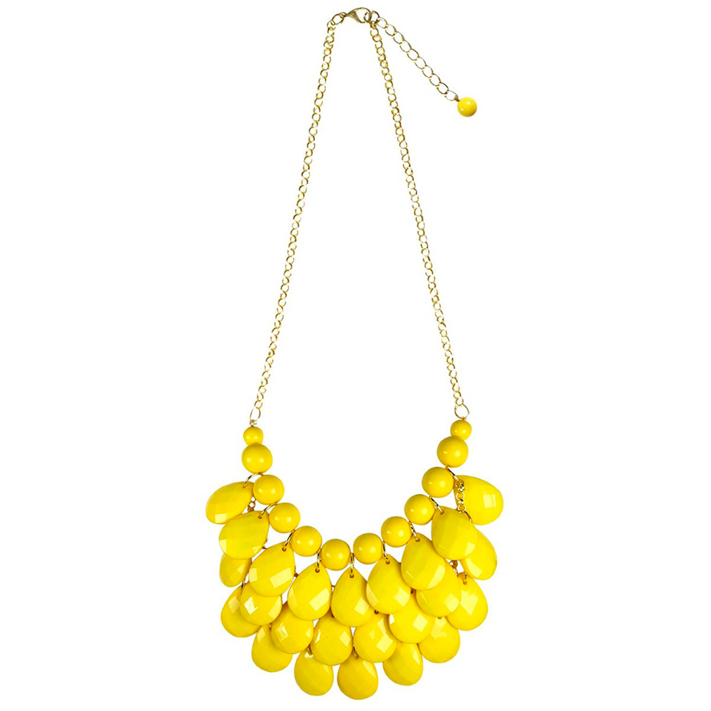 Фото 1Ожерелье Капля с тремя рядами бусин жёлтое