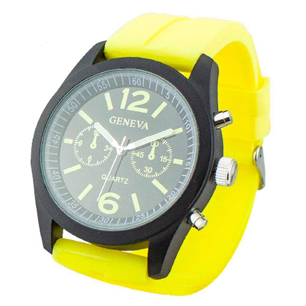 Часы Casual Geneva Unisex Quartz жёлтые